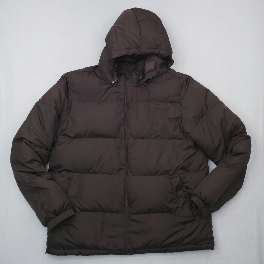 Lands End Jacket Womens Extra Large Brown Down Puffer Coat Quilted Winter Ski